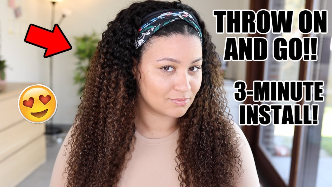 3-MINUTE ombre curly headband wig install! You should get one by now 😍