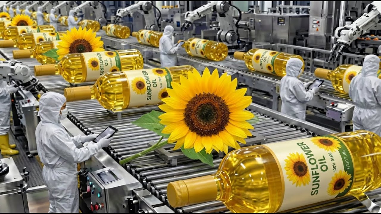 How Sunflower Oil Is Made–Amazing Sunflower Oil Production Inside the Largest Factory (Full Process)