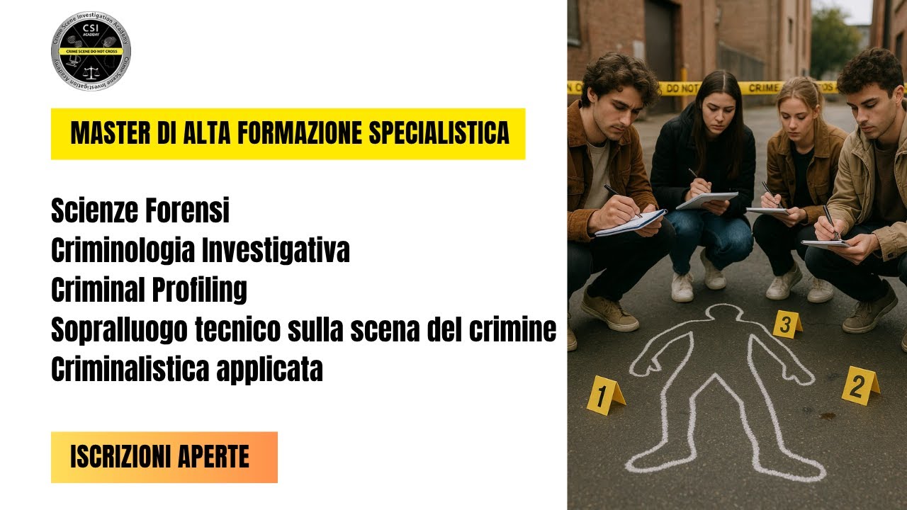 Presentazione del Master in Criminologia Investigativa, Scienze Forensi, Criminal profiling...