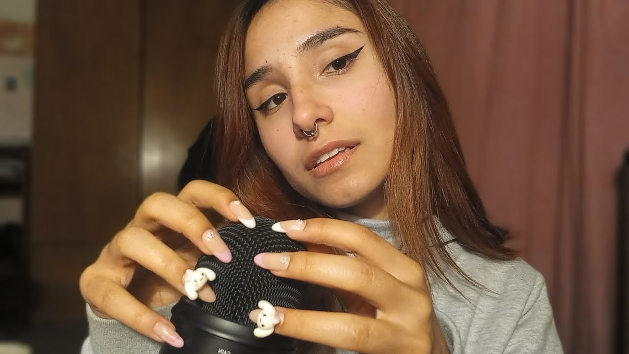 ASMR CON UÑAS LARGAS (nail tapping, scratching, mic touching, tracing)