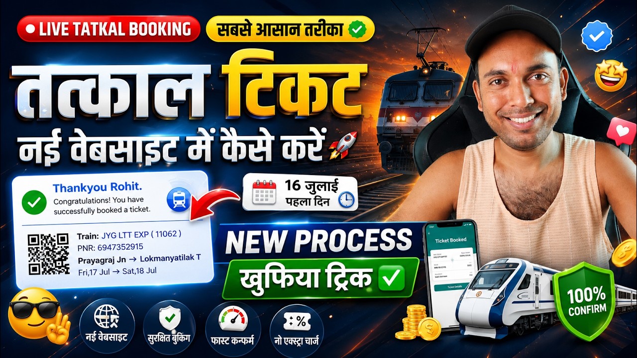 How to book tatkal ticket in IRCTC New Website🚀 Tatkal Ticket Booking New Process✅IRCTC Beta Version