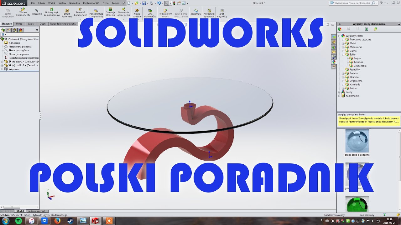 SolidWorks Tutorial - Podstawy SolidWorks'a - poradnik część 8 - podstawy [PL]