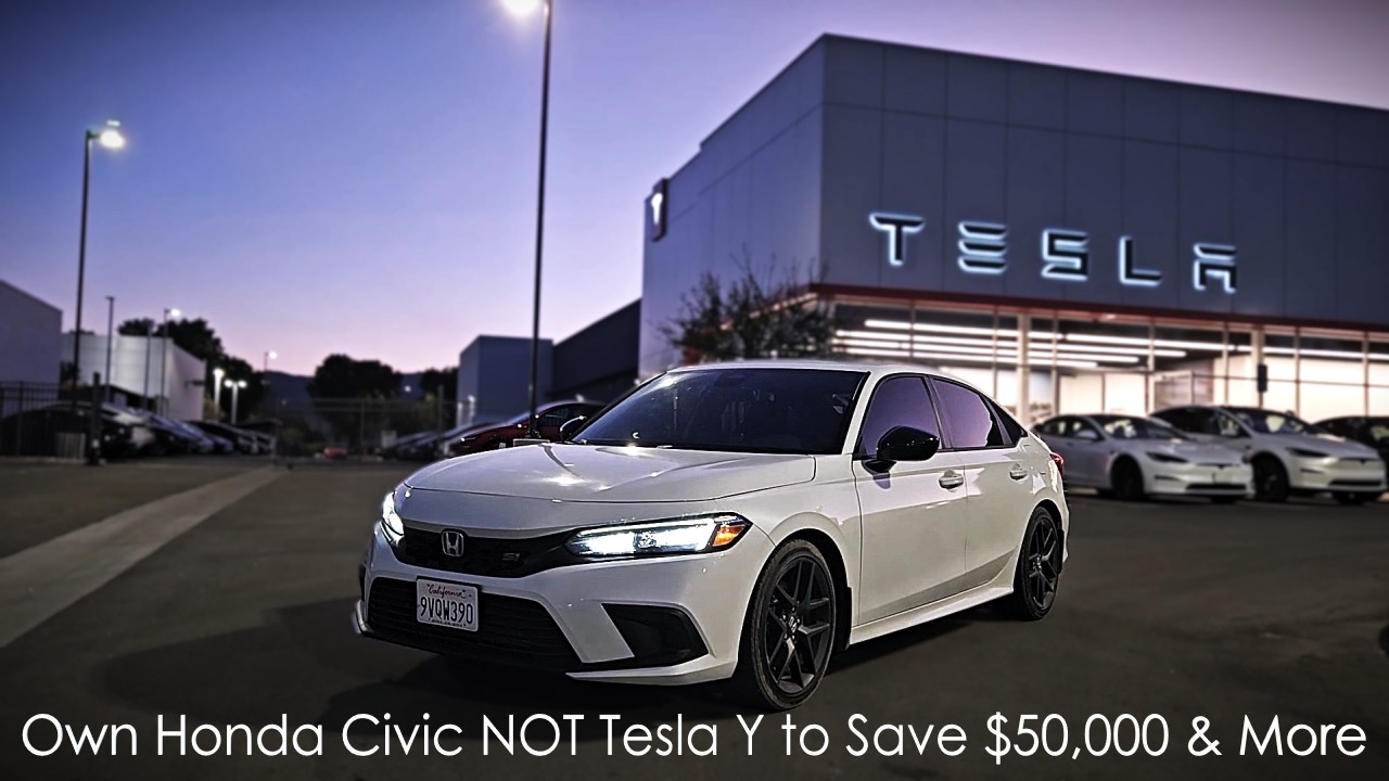 Honda Civic против Tesla Y — спасет планету и сэкономит 50 000 долларов за 5 лет.