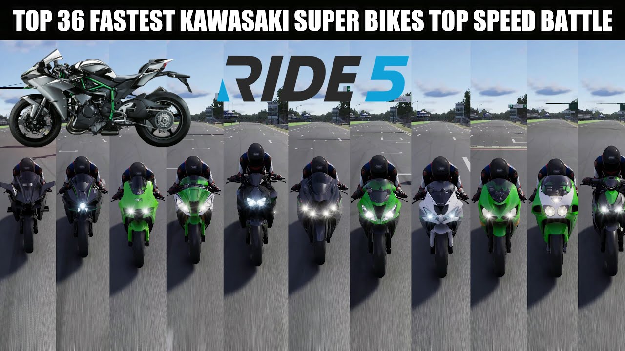 Top 36 Fastest Kawasaki SuperBikes Top Speed Battle || Ride 5 || 4k 60FPS || Undisputed H2R ||