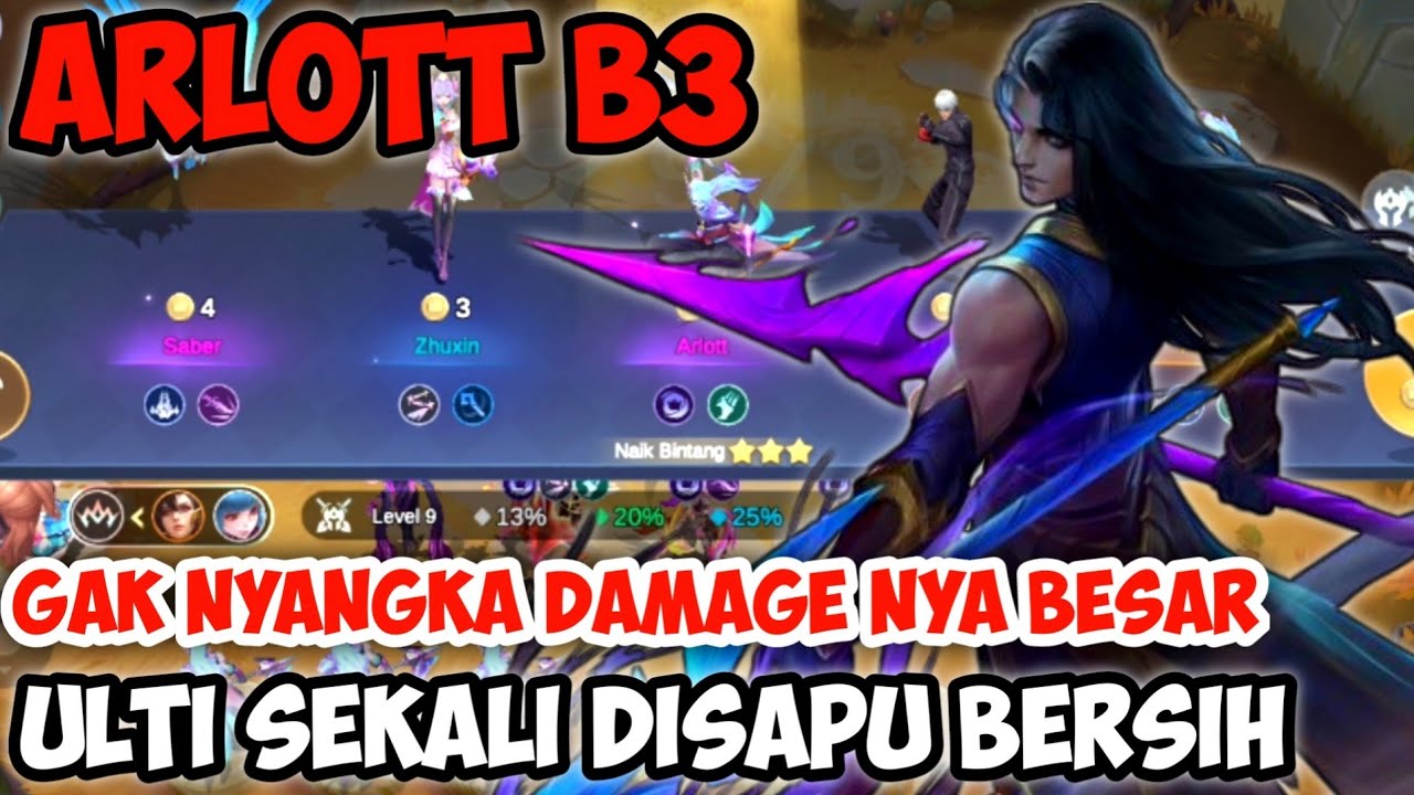 ARLOTT B3 DAMAGE NYA GEDE, SEKALI ULTI DISAPU BERSIH LAWAN || MAGIC CHESS GO GO 