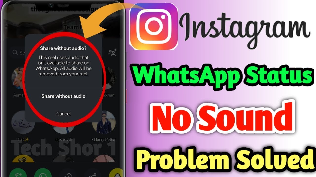 Instagram Reel No Sound On WhatsApp Status Problem Solve