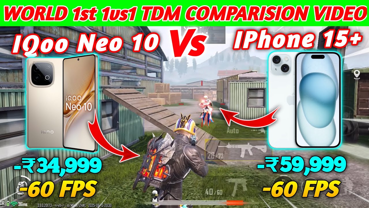 IQOO NEO 10 vs IPHONE 15 PLUS Bgmi Test 🔥 Best Gaming Phone Under 30k 🔥Dronzer Ftw