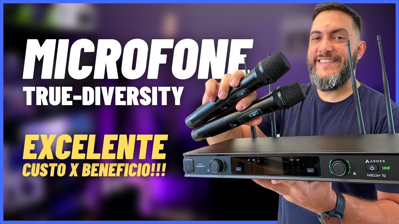 MICROFONE SEM FIOS SEM INTERFERÊNCIAS!!! Armer AX822M-TD [True Diversity CUSTO-BENEFICIO]