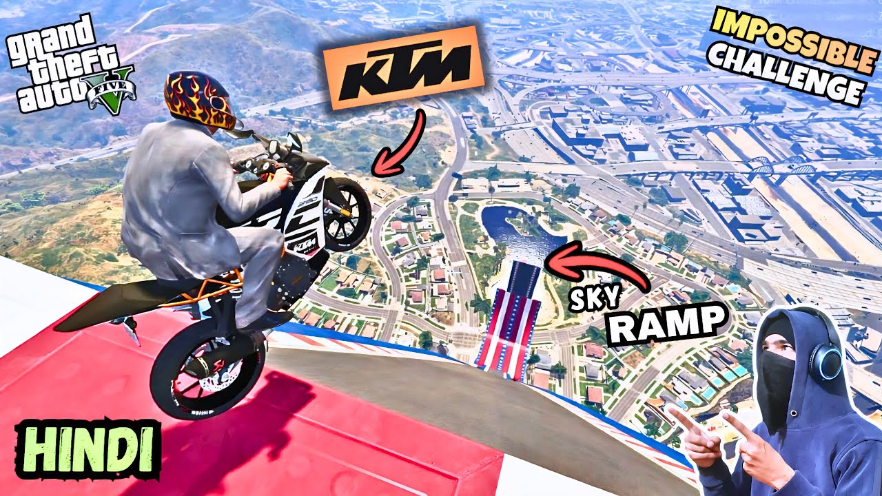 Indian Bike✨️ V/S Superbike🤑 V/S INSANE Sky Ramp | 99% FAIL! 😱 | GTA V stunt | Hindi