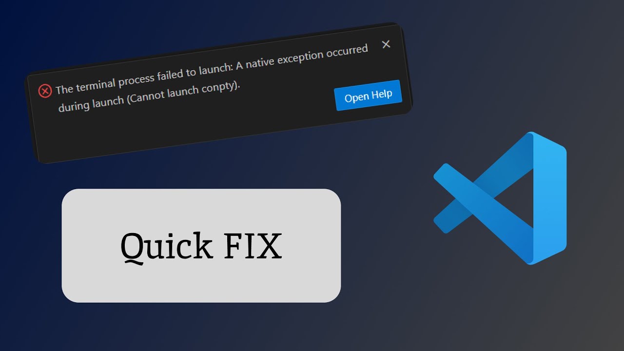 The terminal process failed to launch... Cannot launch conpty. Решение проблемы