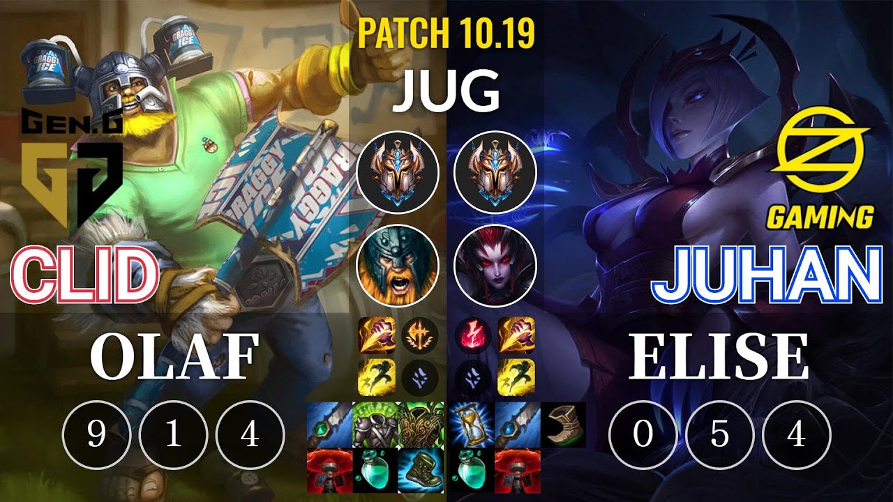 GEN Clid Olaf vs OZ Juhan Elise Jungle - KR Patch 10.19