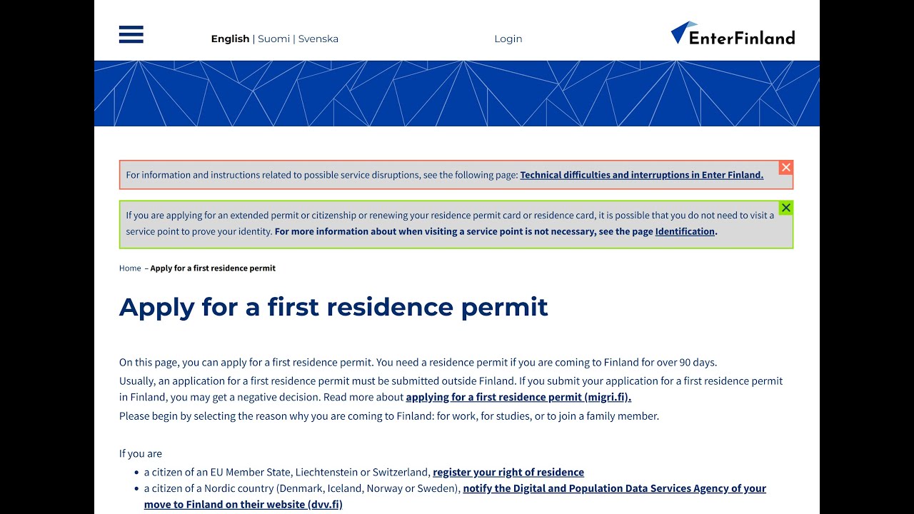 Applying for Finland Residence Permit based on work