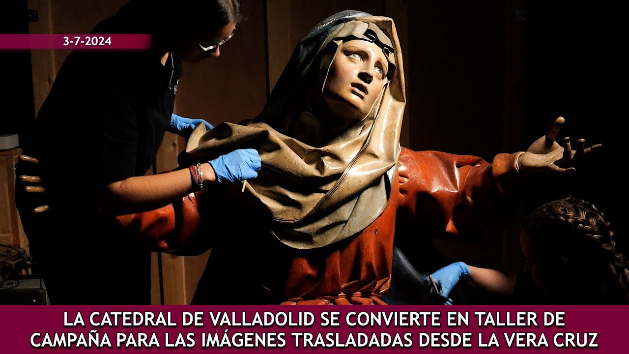 La Catedral se convierte en taller de campaña para las imágenes trasladadas desde la Vera Cruz
