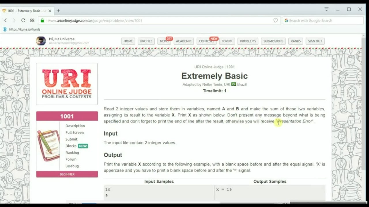 Uri online judge 1001 - Extremely Basic  Programming Solved