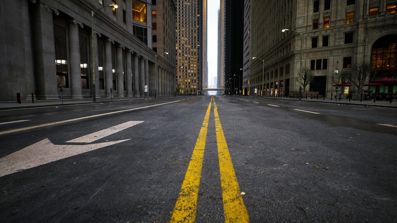 Walking in the Empty Street of New York 4k