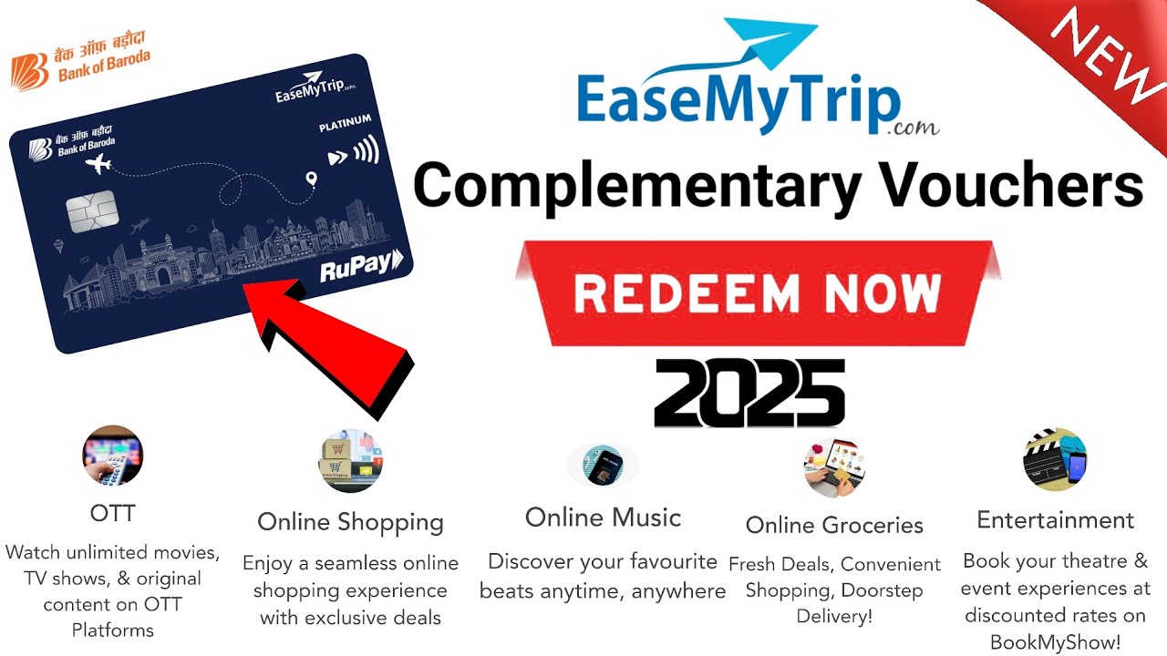 Bank of baroda EaseMyTrip voucher redeem | Bank of baroda RuPay platinum debit card 2025 | #bob #emt