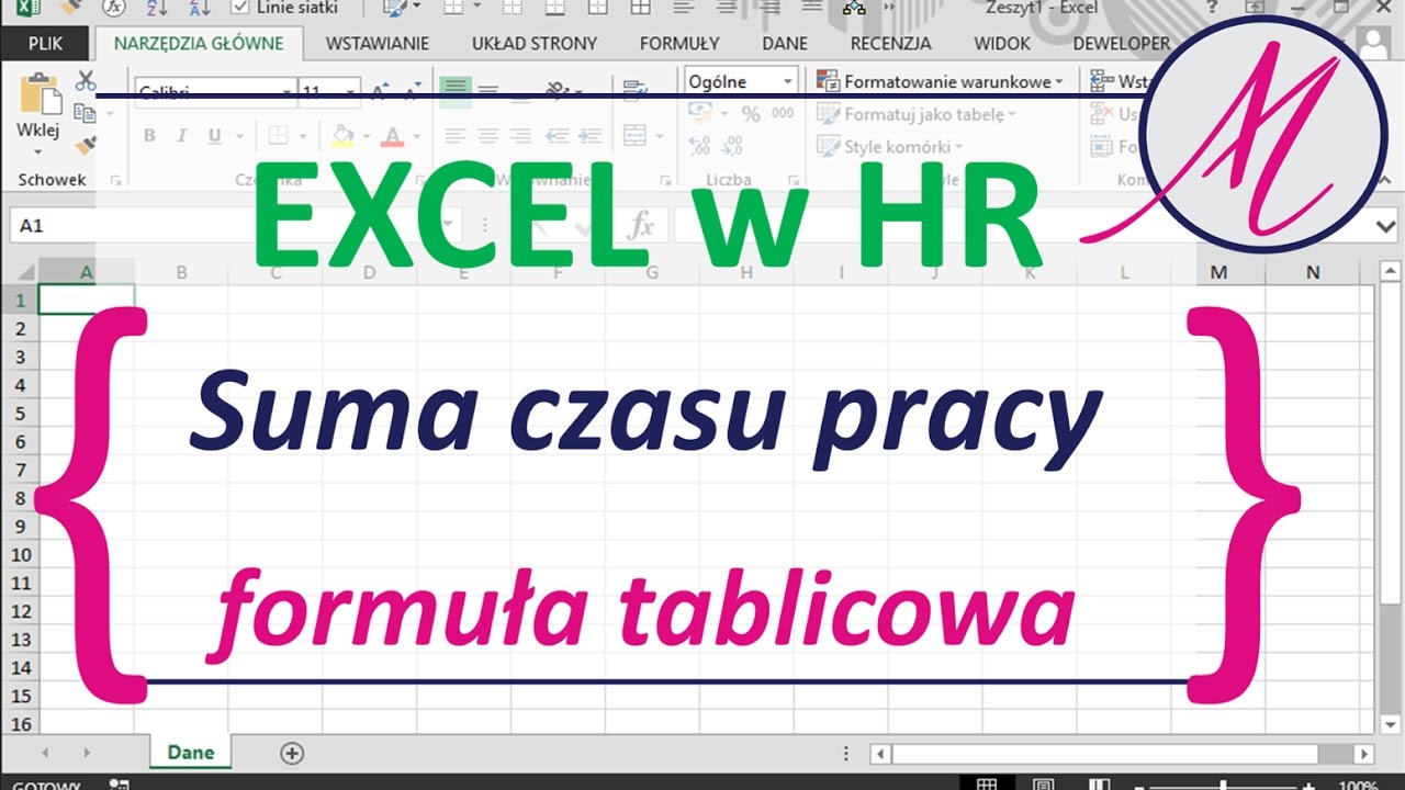 Excel w HR: Suma czasu pracy wyodrębniana formułą tablicową