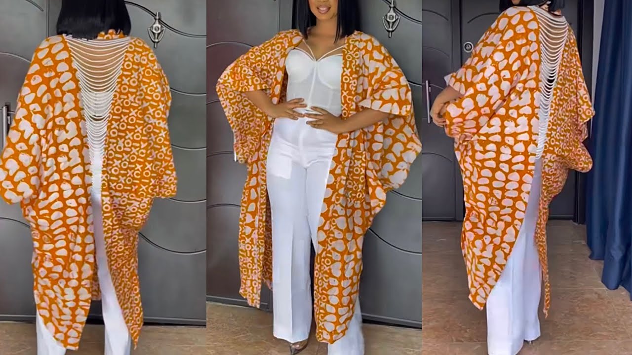 How to cut and sew this Stylish open Beaded Back Kimono Jacket.