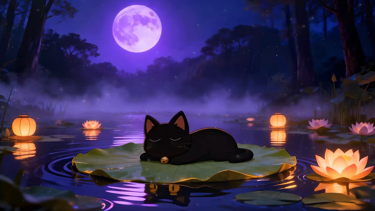ＳＬＥＥＰＹ Lofi Cat 💤🌙 Relaxing Lofi Beat [Calm Water & Night Ambience]