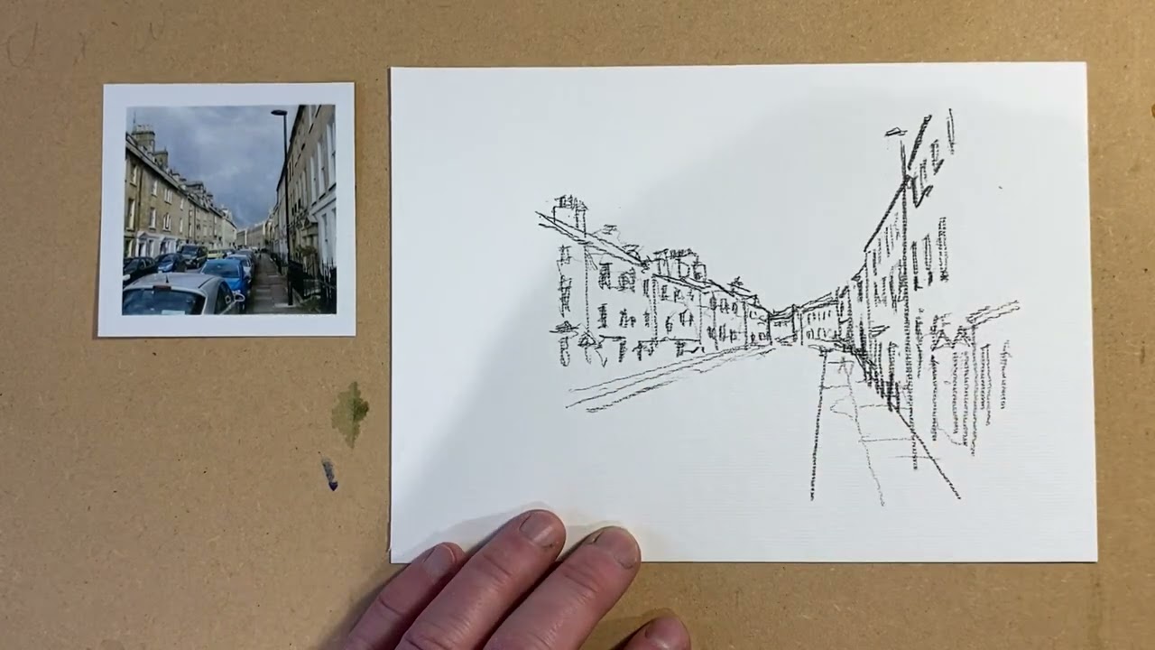 10 Minute Sketch Using Derwent Inktense Watercolour Pencil - Bath, England