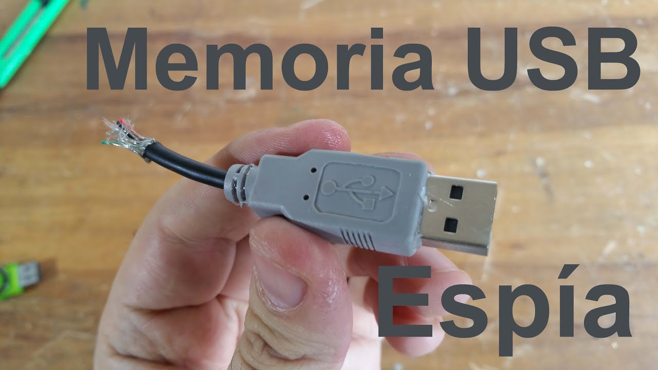 Memoria USB Espía secreta escondida en cable cortado