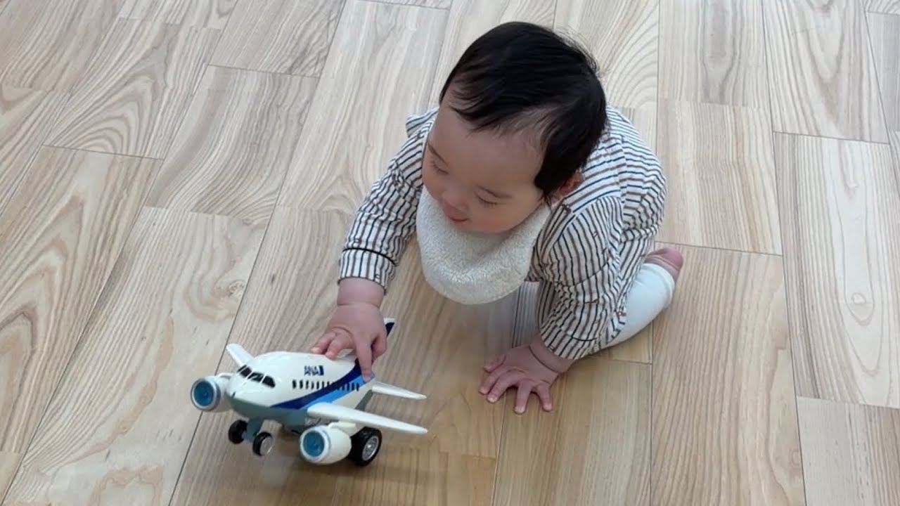 【赤ちゃんvlog｜9ヶ月】飛行機のおもちゃに夢中｜初めての豆乳鍋｜生後287日