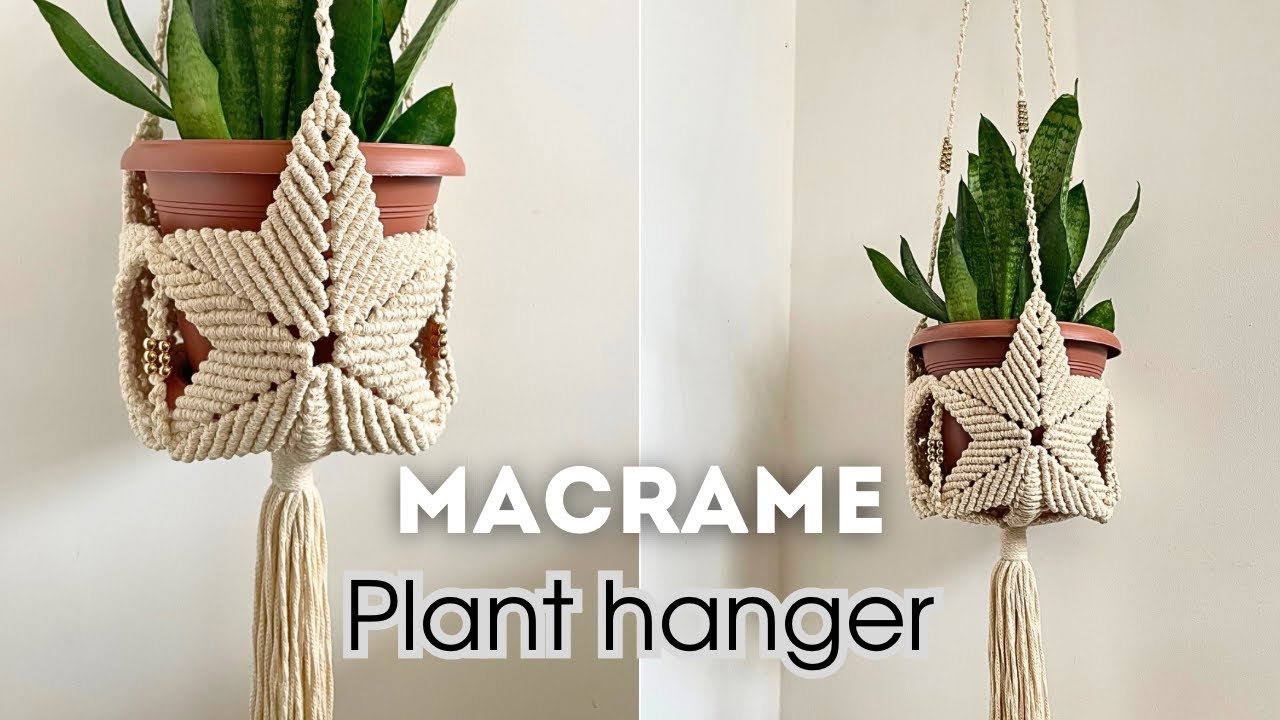 DIY Plant Hanger Macrame Tutorial star pattern