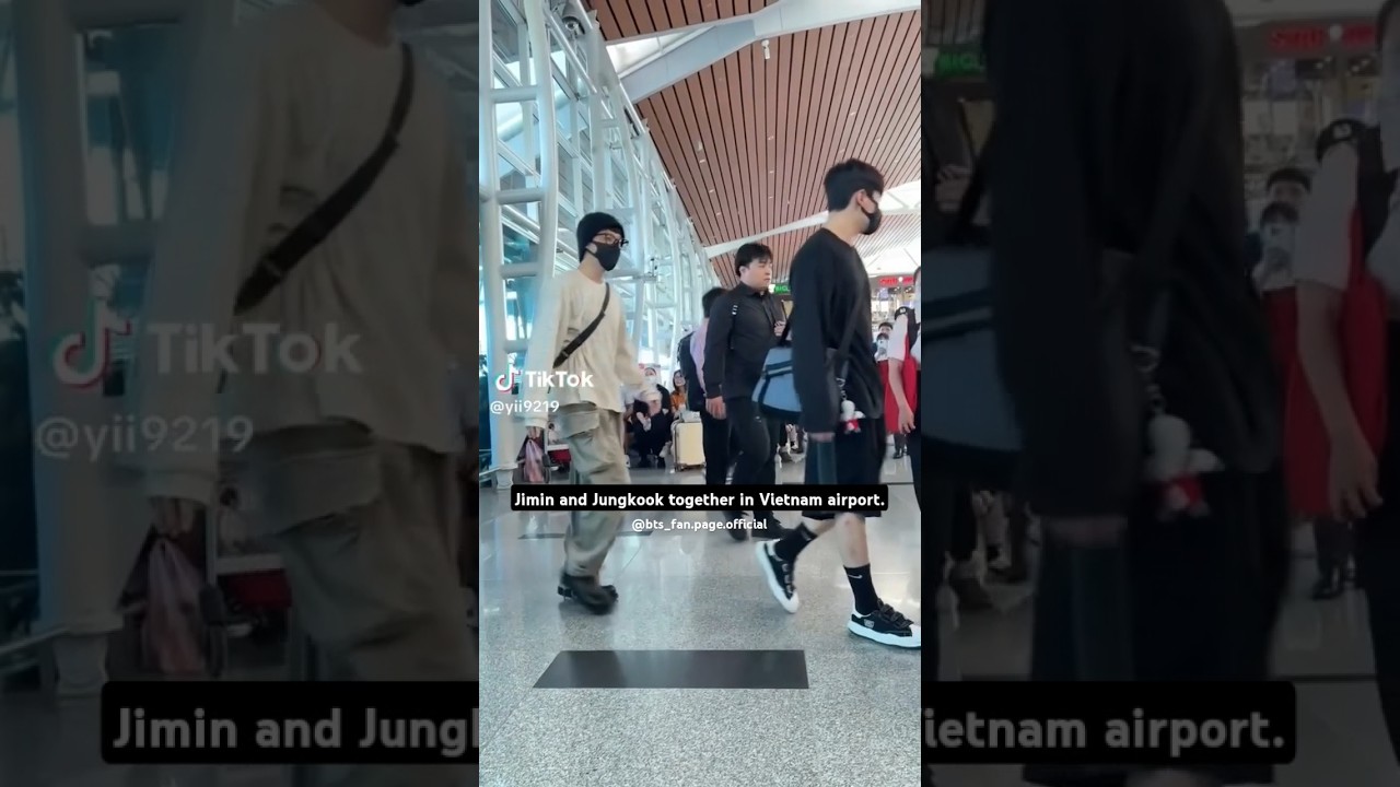 Jimin and Jungkook together in Vietnam airport....❤️ #jk #jimin #bts #vietnam #viral