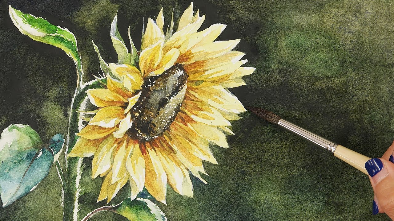 Watercolor Painting | A vibrant sunflower