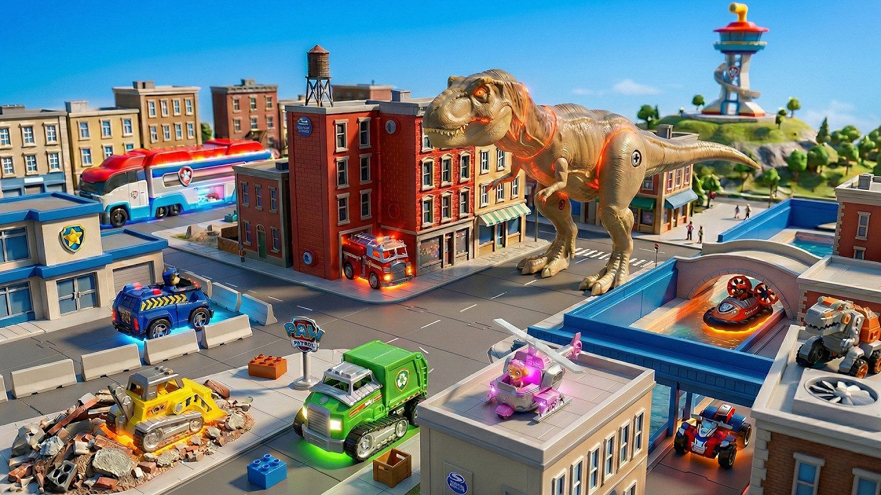 PAW Patrol Dino Rescues Hide and Seek with Giant T-Rex! Dino Pups Unboxing | Toys Pretend Play