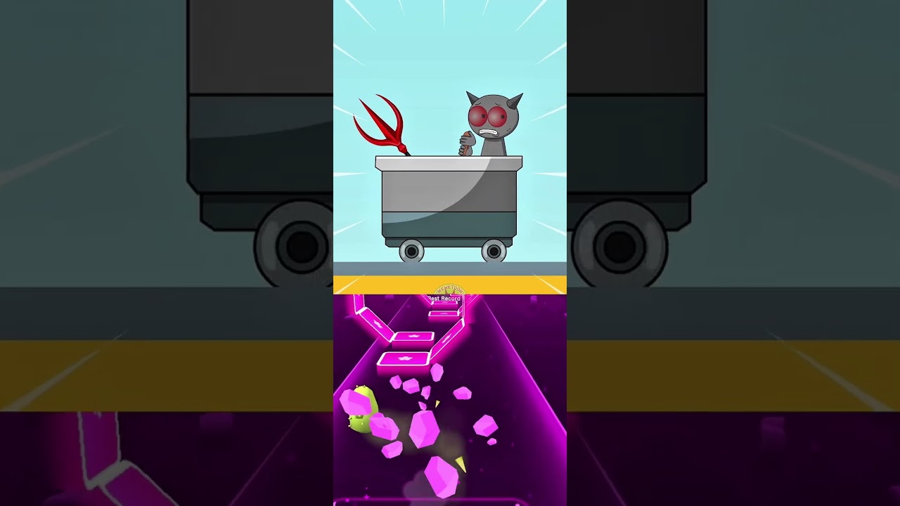 🔱😈 Gray steals Reddy&rsquo;s trident! | Funny Sprunki Animation | Tiles Hop Style #shorts