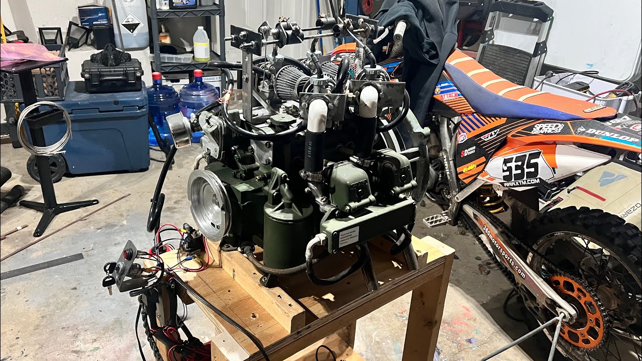 4A032 Military Motor, Quad-Carb+Headers Start-Up/Run #4A032 #militarymotor #gokart #redbeardsgarage
