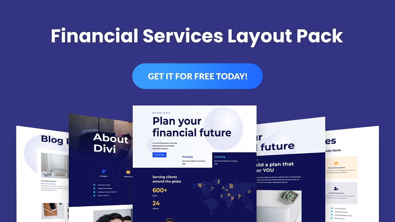 Получите БЕСПЛАТНЫЙ набор макетов &laquo;Финансовые услуги&raquo; для Divi