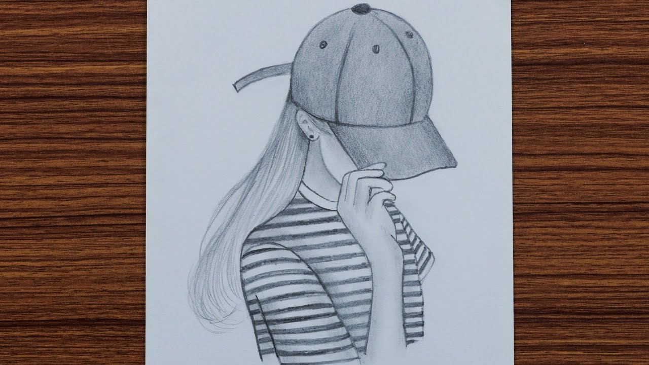 How to Draw a Girl with Cap - step by step
