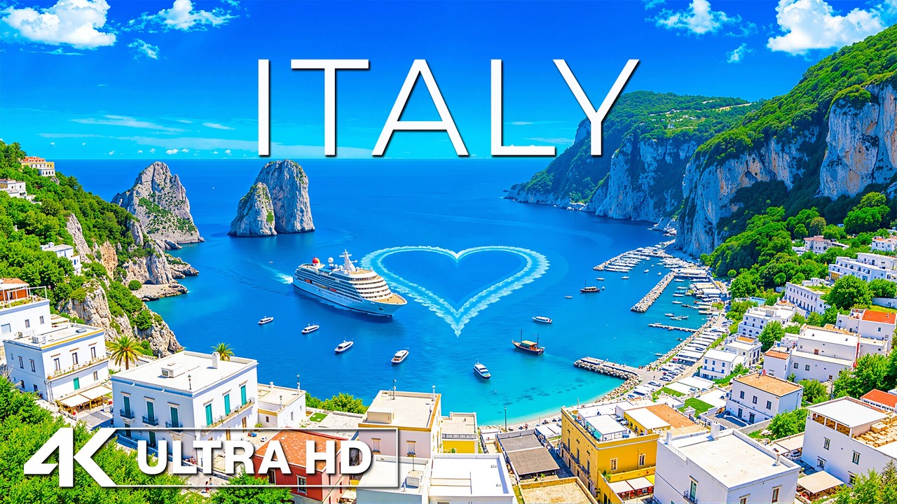 Италия 4K 🇮🇹 Глубокое путешествие | Побережье Капри, скалы Фараглиони и средиземноморский отдых