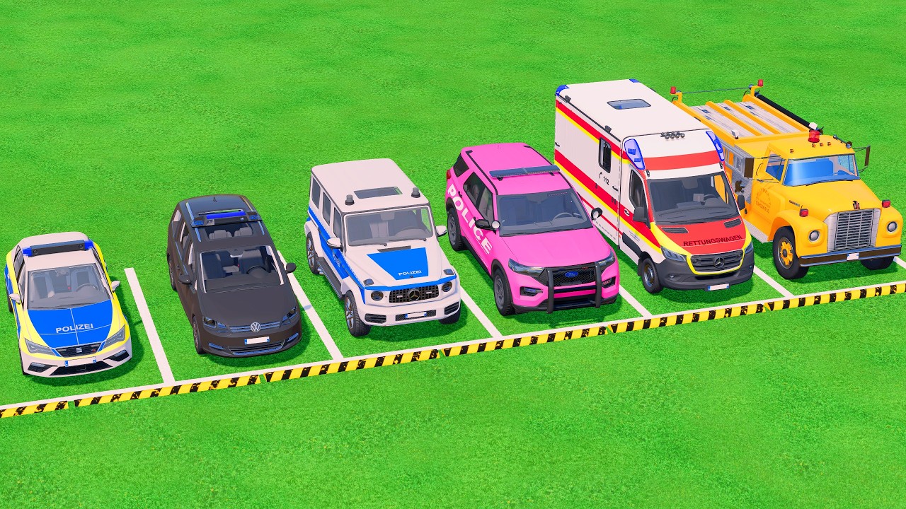 VUS GAME - TRANSPORTING POLICE CARS, FIRE DEPARTMENT, AMBULANCE VEHICLES WITH TRUCKS - FS22 #411