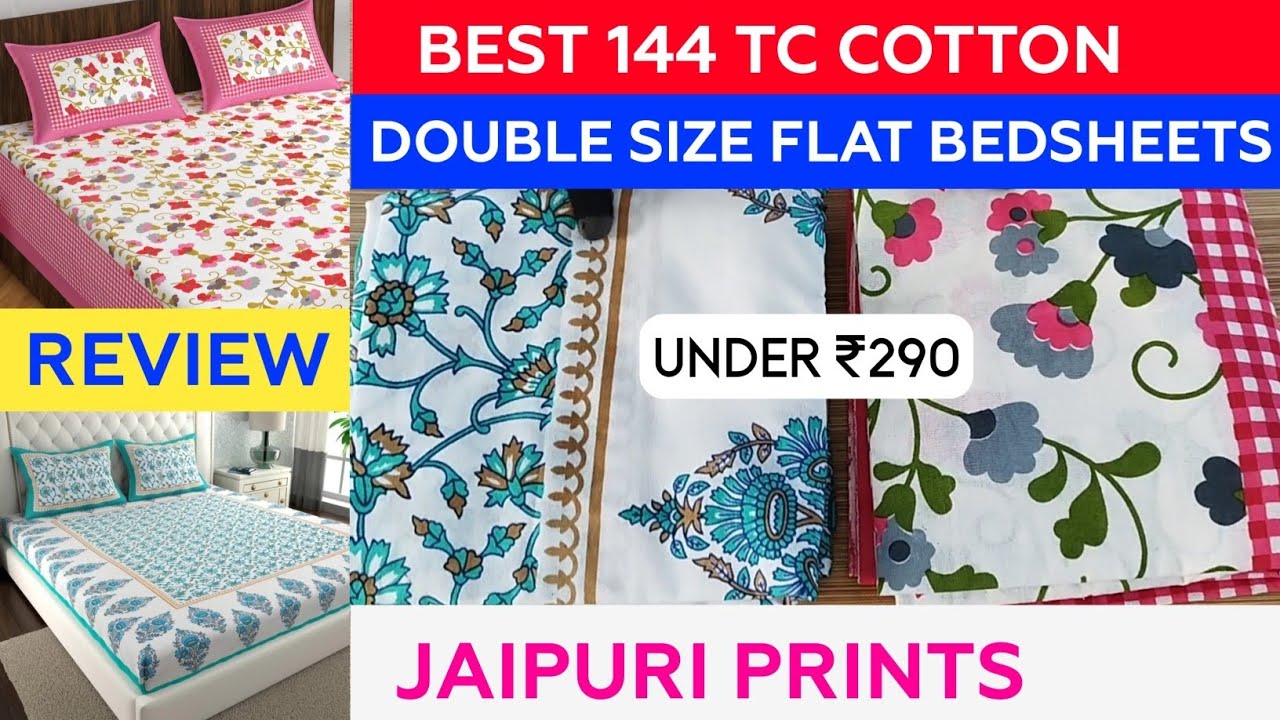 Best 144 TC Cotton Double Size Jaipuri Prints Flat Bedsheets Set Review | Under ₹290