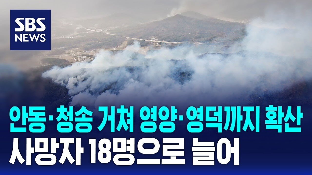안동·청송 거쳐 영양·영덕까지 확산하는 산불…18명 사망 / SBS