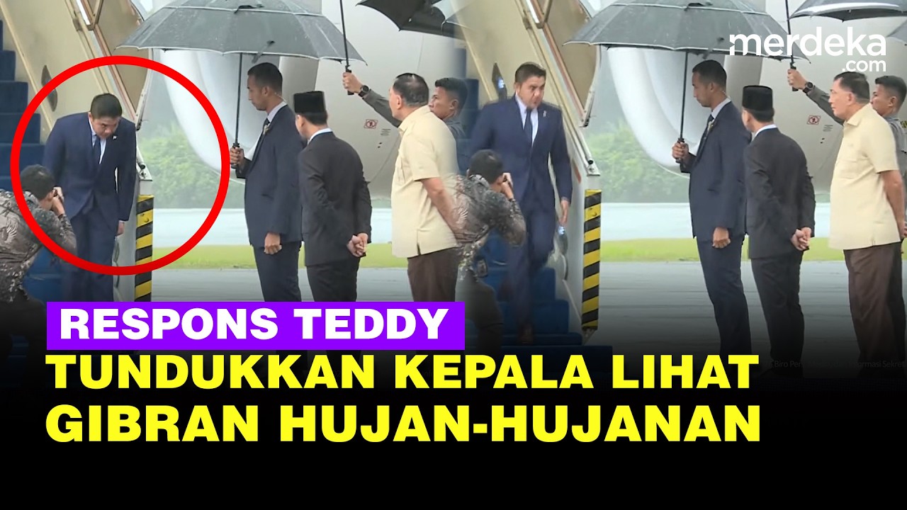 Respons Seskab Teddy Tundukkan Kepala Lihat Gibran Hujan-Hujan Jemput Prabowo di Bandara