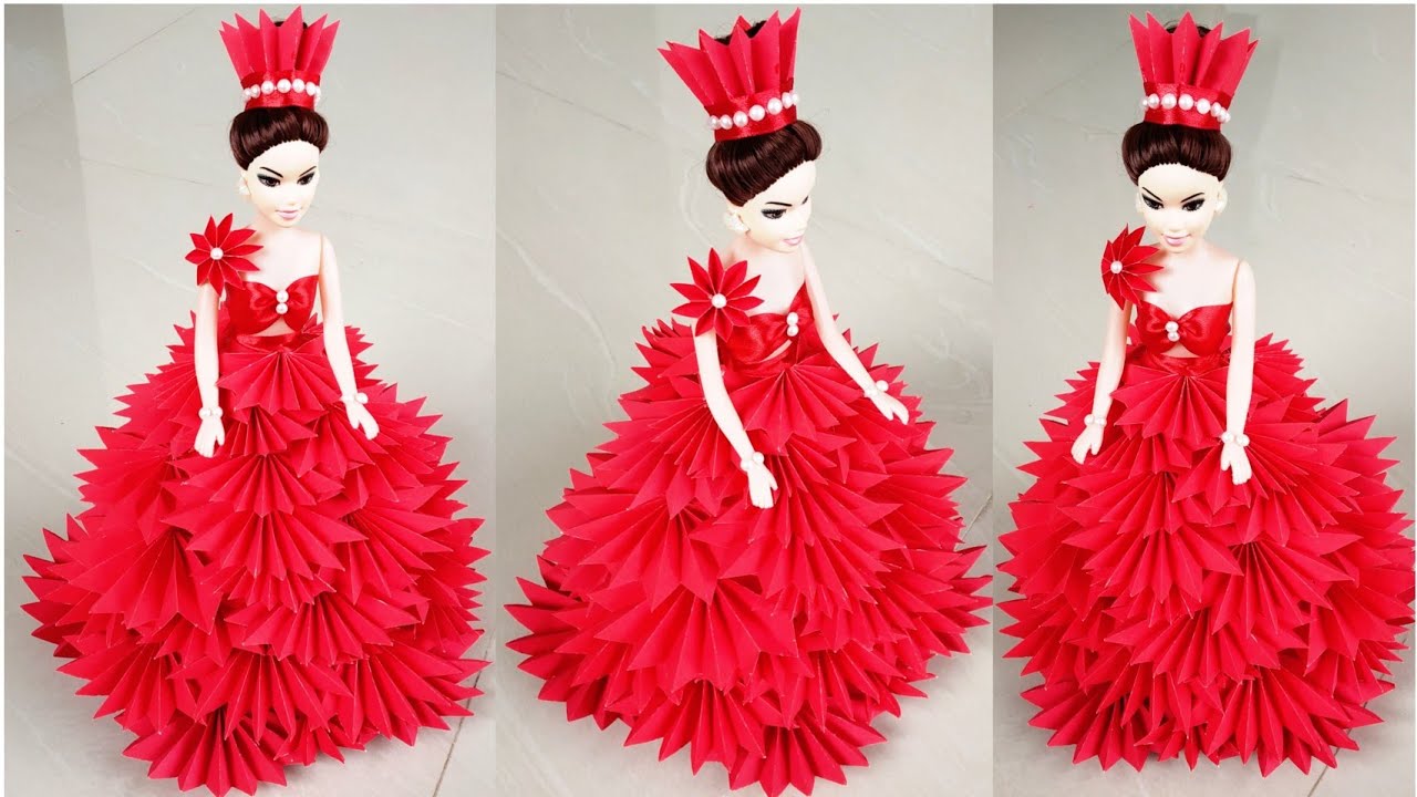 DIY Beautiful Paper Costume For Dolls/How to Decorate a Doll with Paper/Doll Decoration Idea