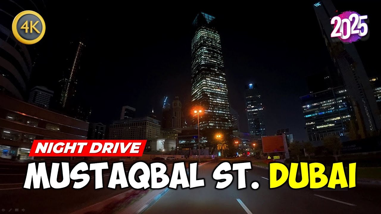 Dubai Night Drive 🇦🇪 Al Mustaqbal St (Business Bay & DIFC)