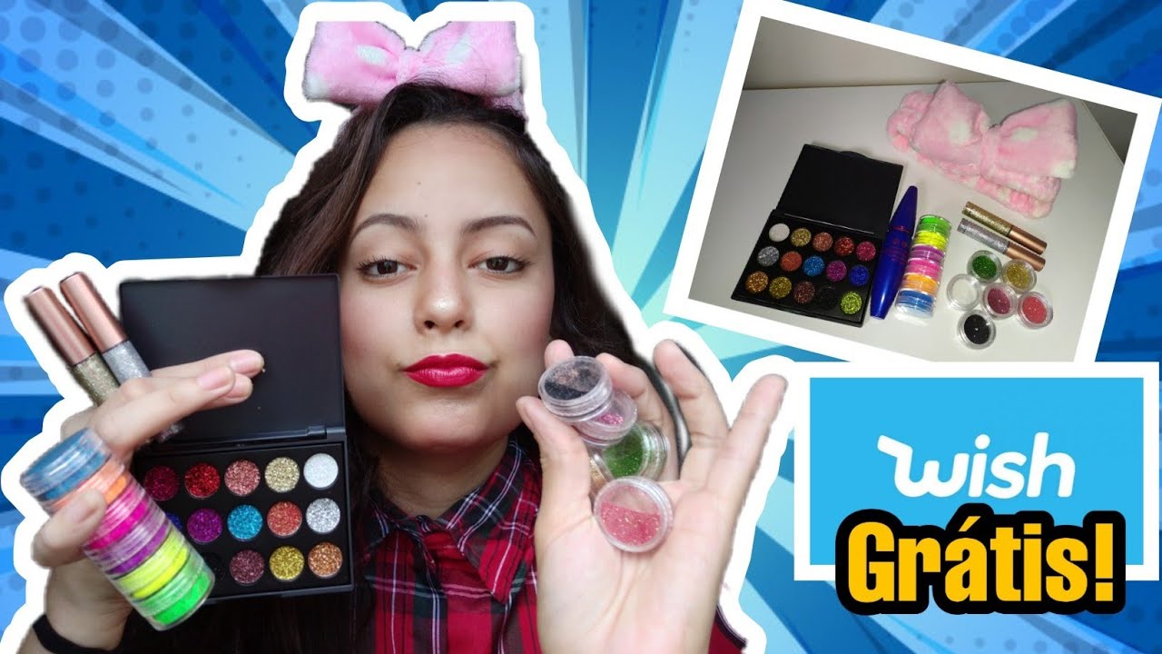 Comprei maquiagem gr&aacute;tis na WISH (China) 😱