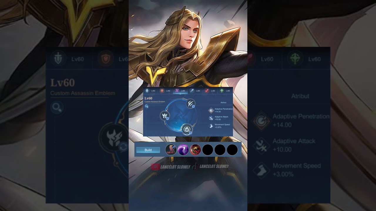 build dan emblem lancelot tersakit 2025! #shorts #lancelotslowly #lancelotbestbuild #mobilelegends