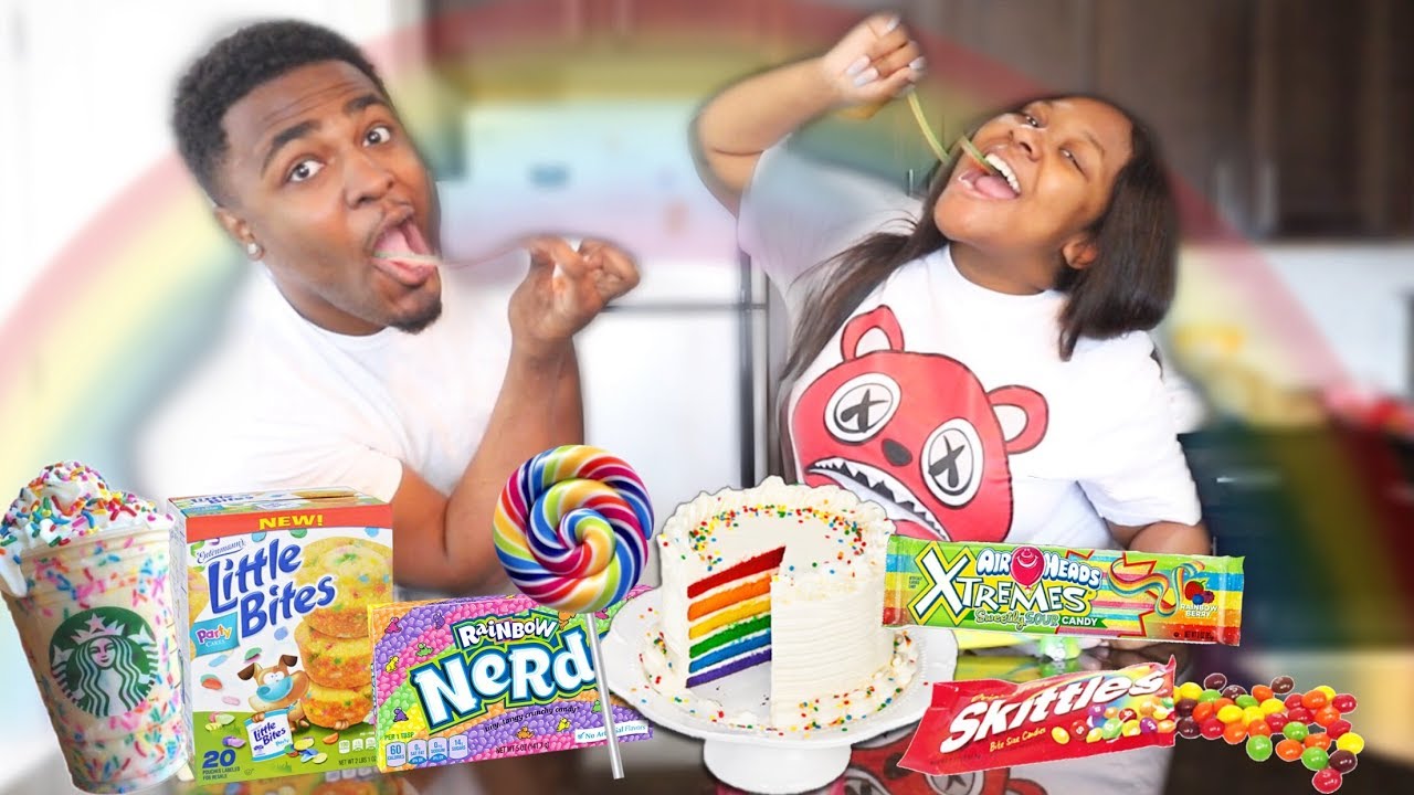 WE ONLY ATE RAINBOW FOODS FOR 24 HOURS CHALLENGE!