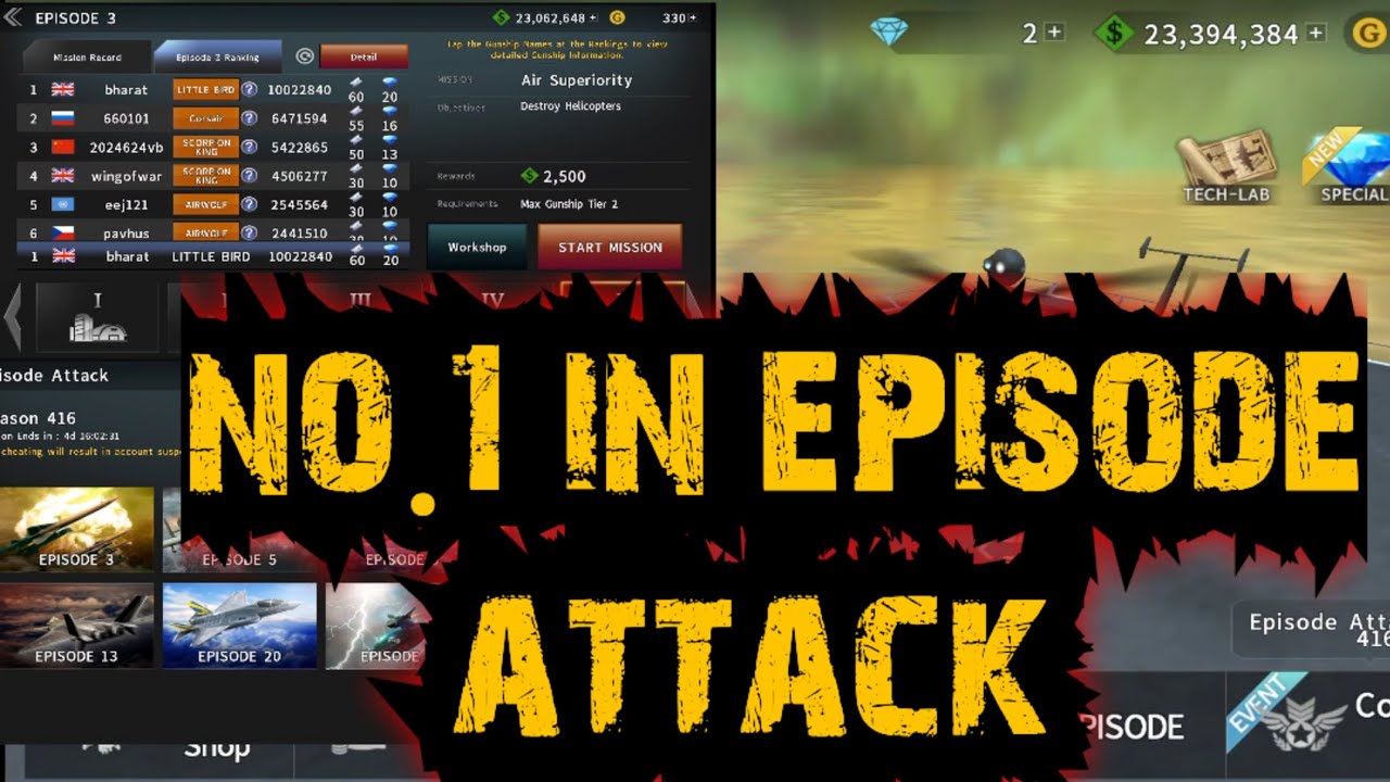 Gunship Battle - How to get no.1 rank in episode attack 