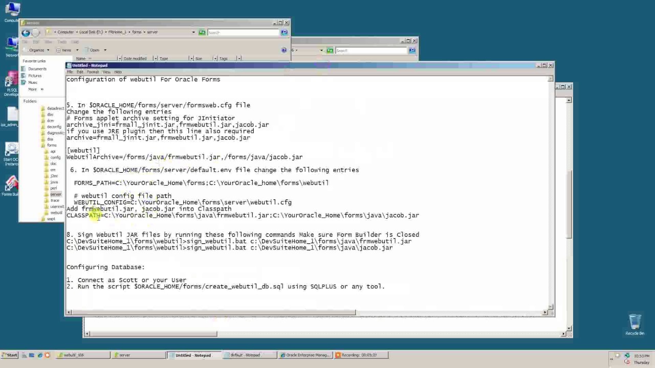 Configure Webutil for Forms 10G on Windows Server 2008 x64