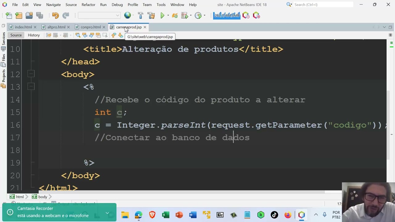 Aula 9 - Alteração dos dados de um produto na tabela do banco de dados via página do site