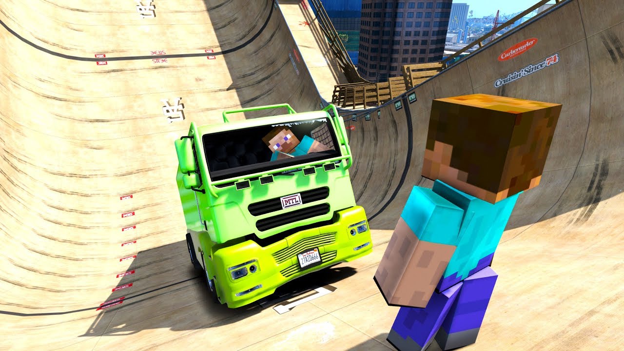 GTA 5 Minecraft Mod Ramp Ragdolls Compilation (funny euphoria physics)