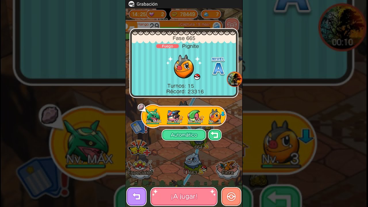 Pokémon Shuffle Fase #665 Pignite Rango S Itemless