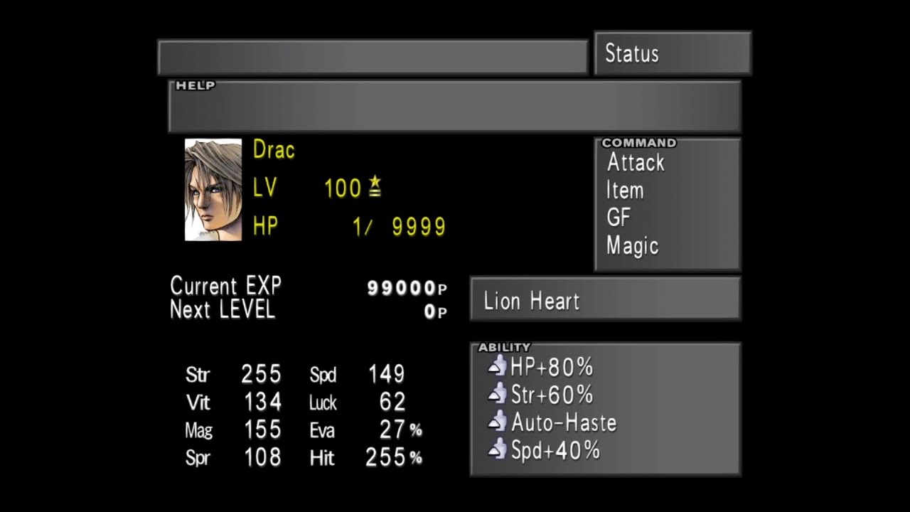 Final Fantasy VIII - LV100 VS Omega Weapon, (no invincibility, no turn for Omega, 100% completion)